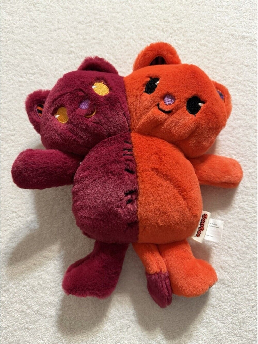Dan Dee Double Headed Goth Kitty Cat Plush Halloween 2025 Stitched Two Headed